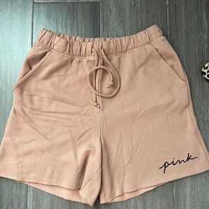 PINK Victoria’s Secret Tan Raw Hem Lounge Shorts Drawstring Size M